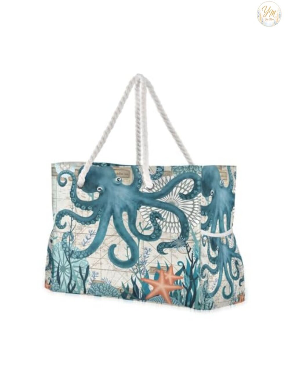 Large Canvas Beach Tote Bag Water Resistant Shoulder Bag Travel Gym Ocean